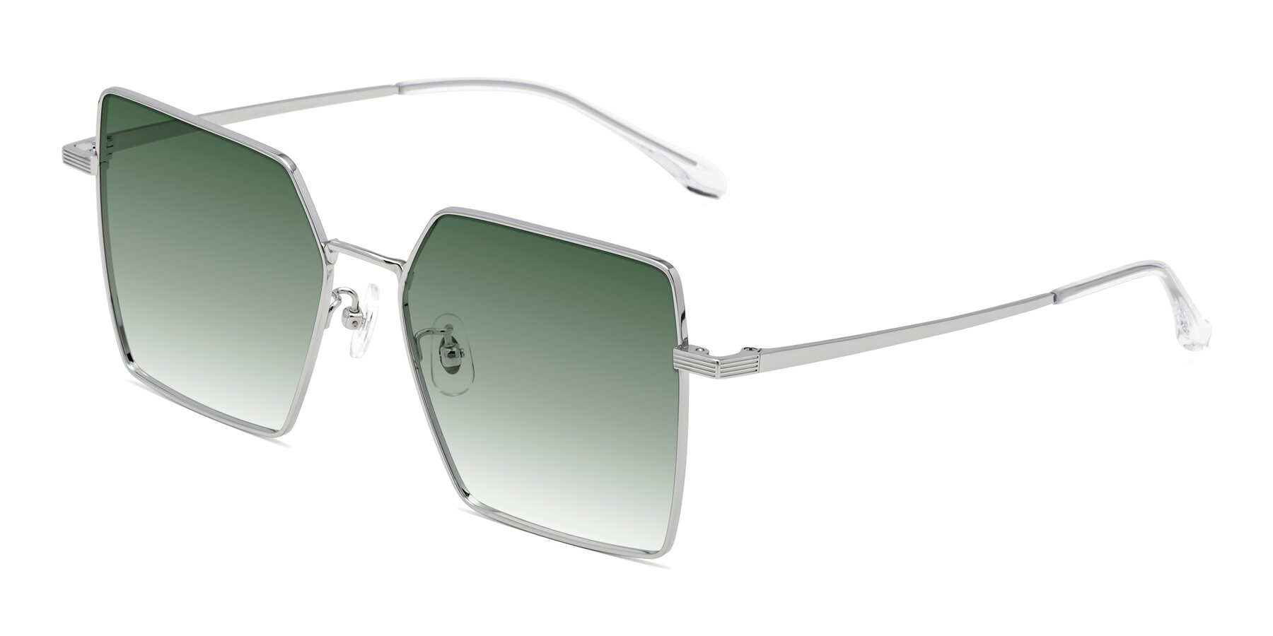 Angle of La Villa in Silver with Green Gradient Lenses