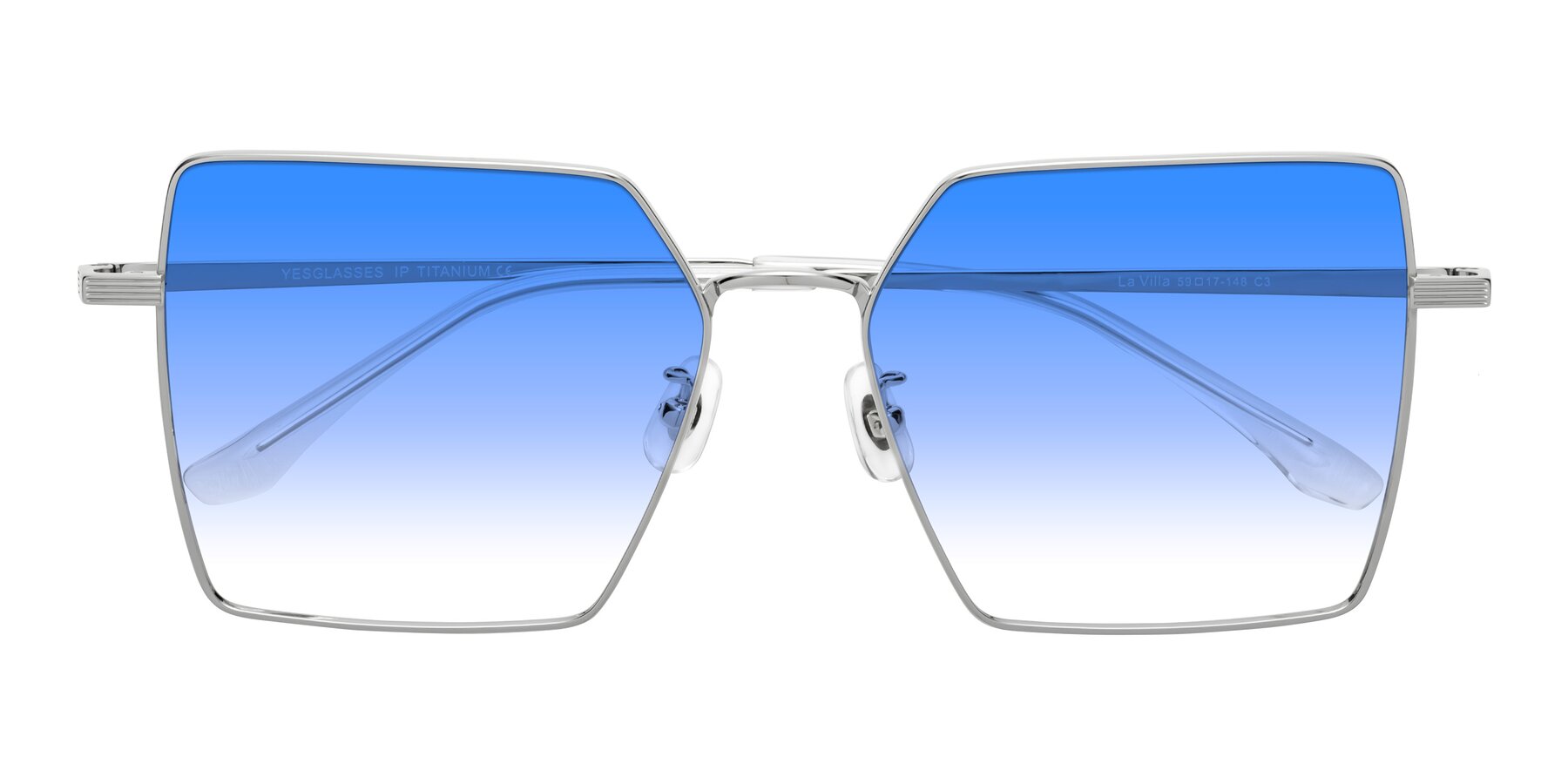 Folded Front of La Villa in Silver with Blue Gradient Lenses