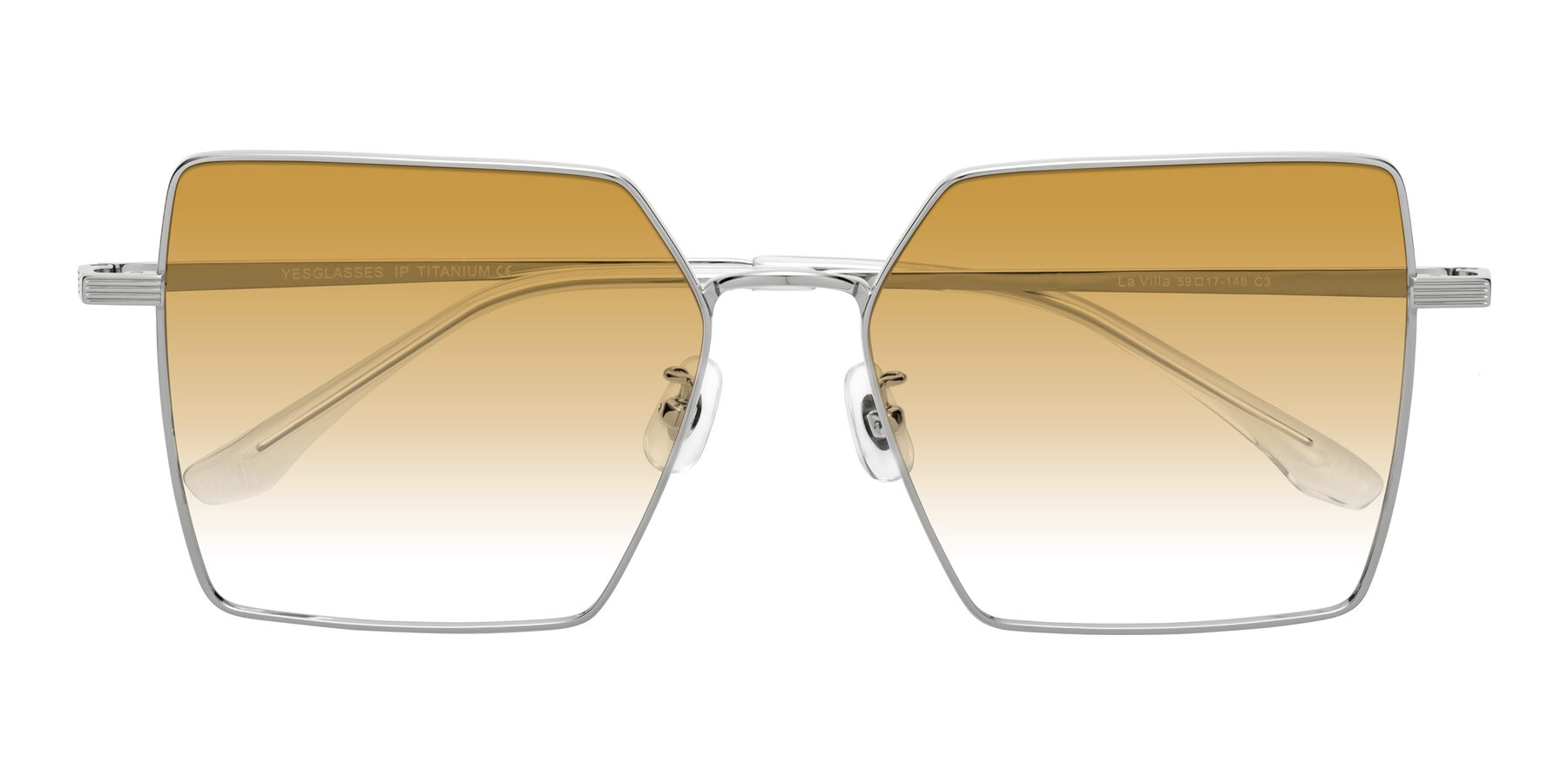 Folded Front of La Villa in Silver with Champagne Gradient Lenses
