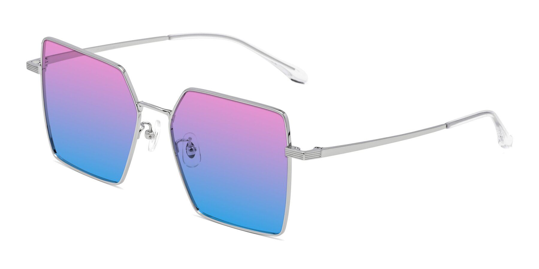 Angle of La Villa in Silver with Pink / Blue Gradient Lenses