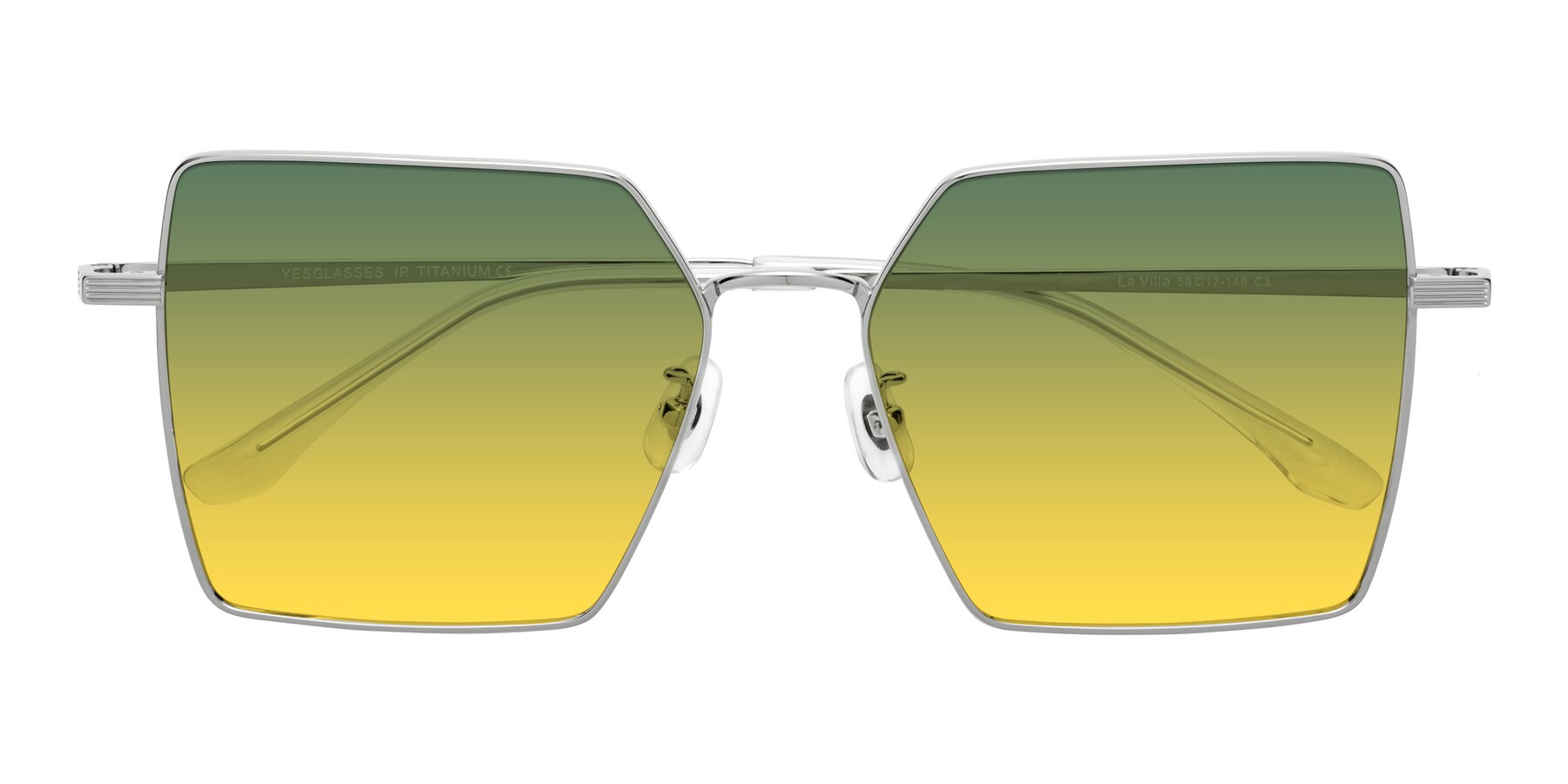 Folded Front of La Villa in Silver with Green / Yellow Gradient Lenses