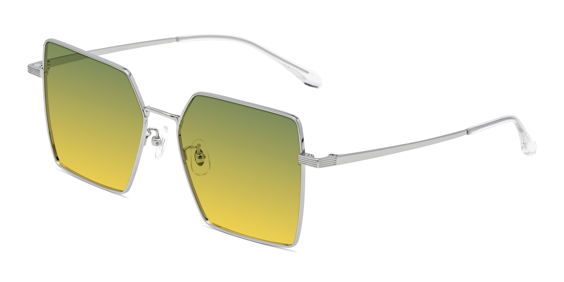 Angle of La Villa in Silver with Green / Yellow Gradient Lenses
