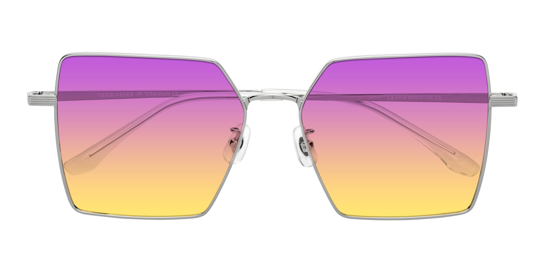 Folded Front of La Villa in Silver with Purple / Yellow Gradient Lenses