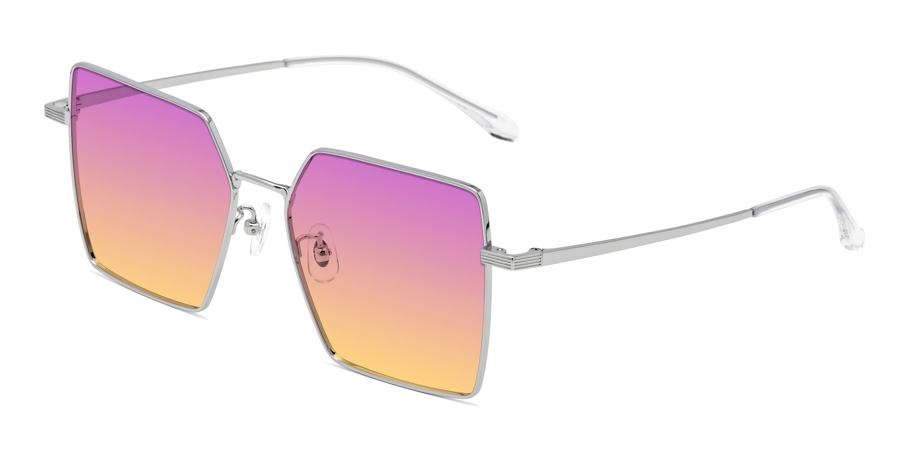 Angle of La Villa in Silver with Purple / Yellow Gradient Lenses