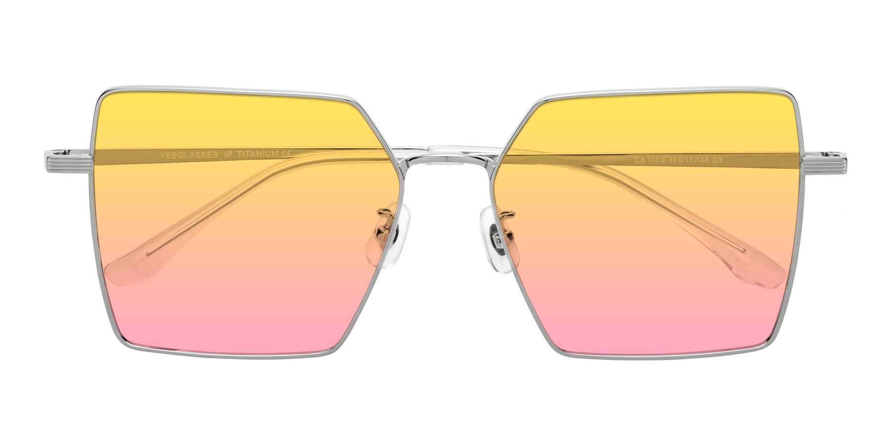 Folded Front of La Villa in Silver with Yellow / Pink Gradient Lenses