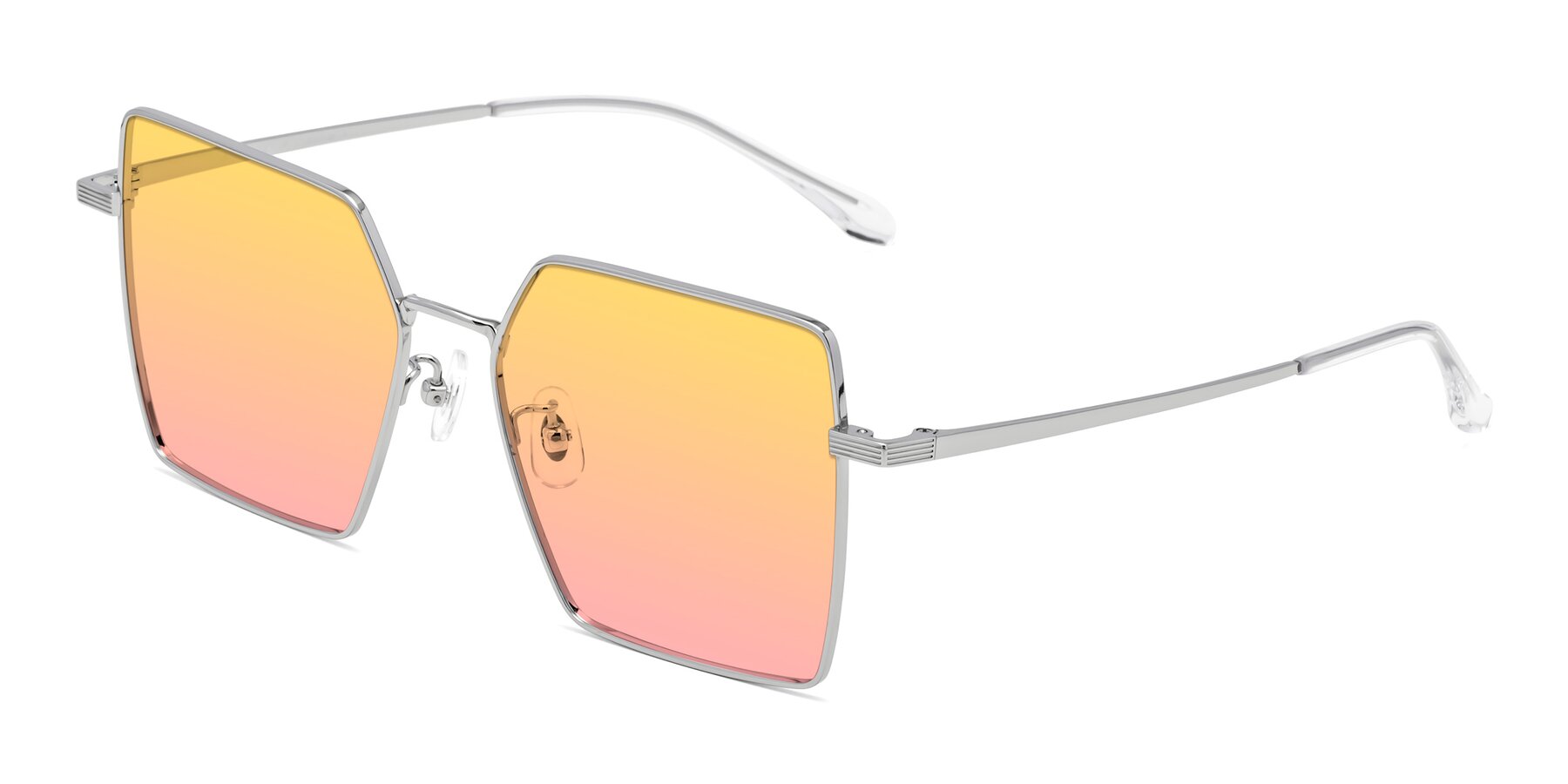 Angle of La Villa in Silver with Yellow / Pink Gradient Lenses