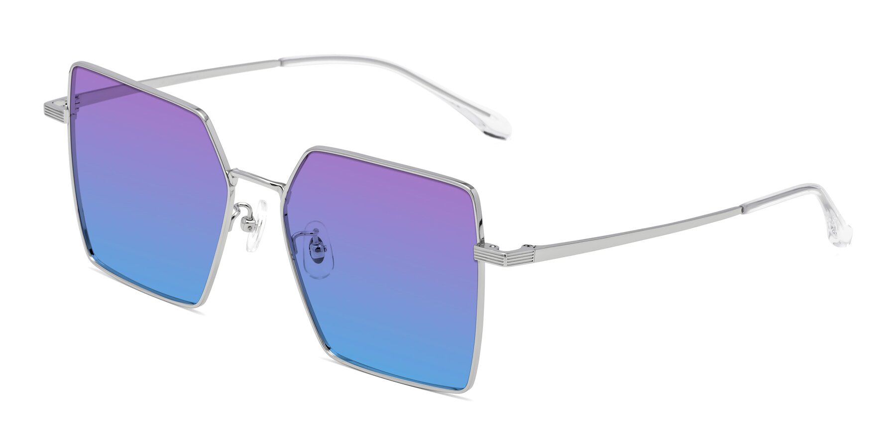 Angle of La Villa in Silver with Purple / Blue Gradient Lenses