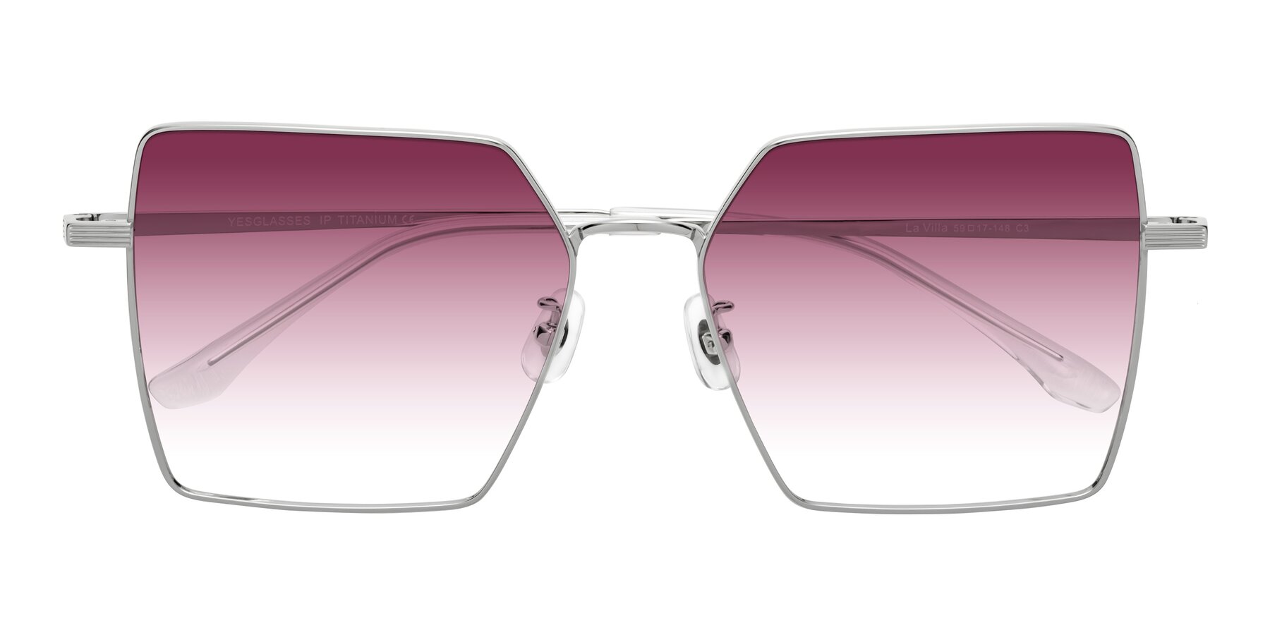 Folded Front of La Villa in Silver with Wine Gradient Lenses