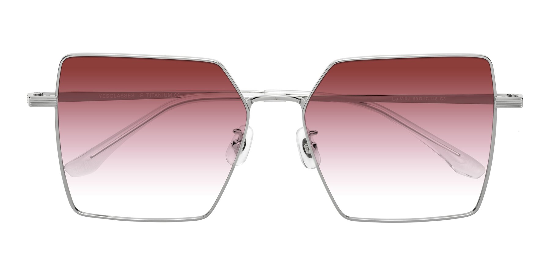 Folded Front of La Villa in Silver with Garnet Gradient Lenses