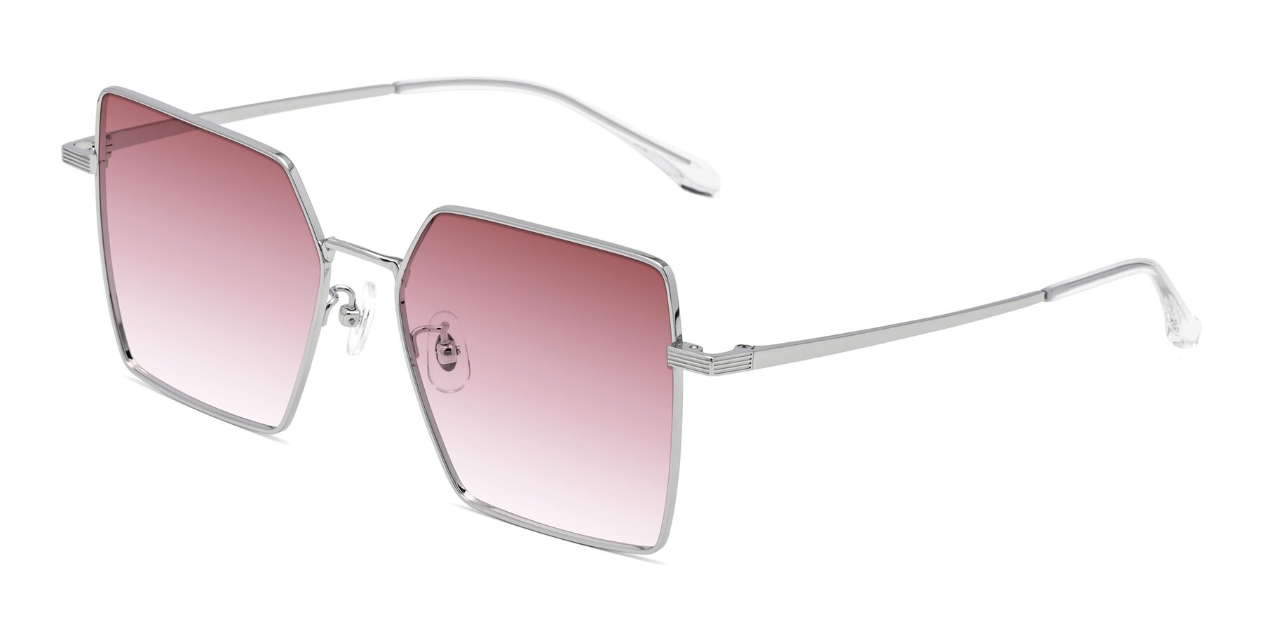 Angle of La Villa in Silver with Garnet Gradient Lenses