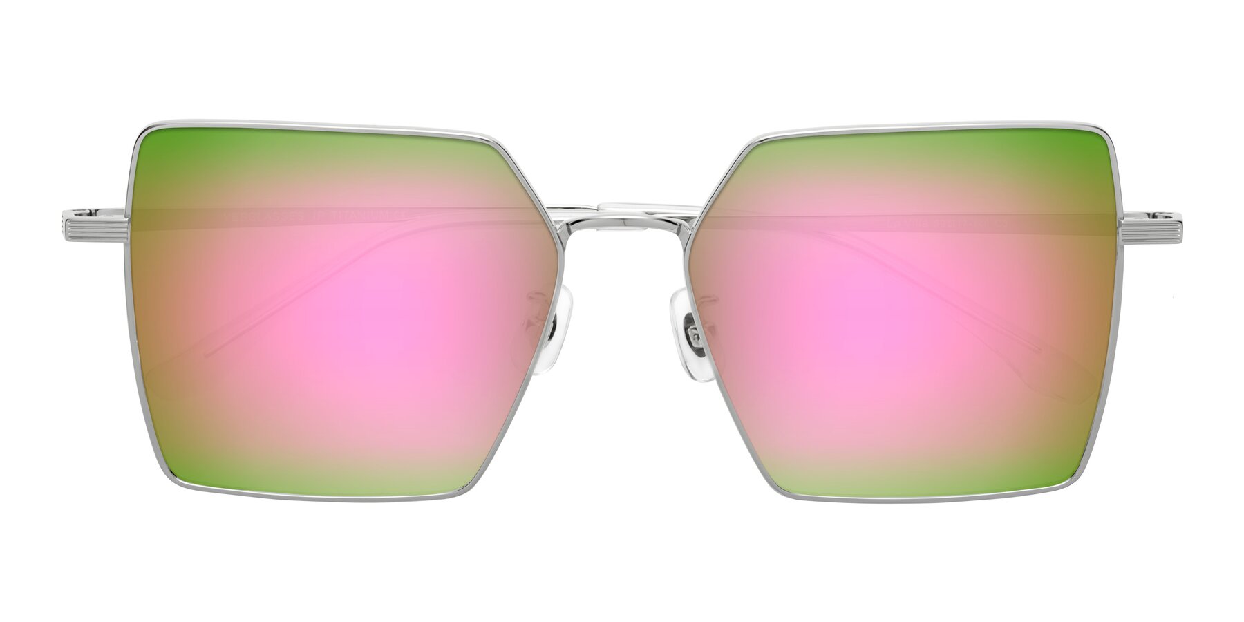 Folded Front of La Villa in Silver with Pink Mirrored Lenses