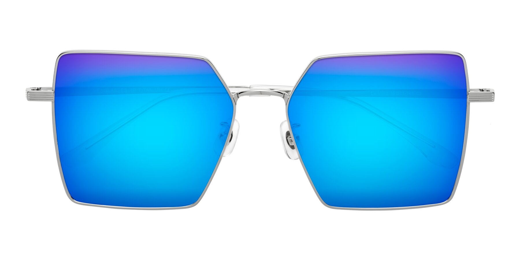 Folded Front of La Villa in Silver with Blue Mirrored Lenses