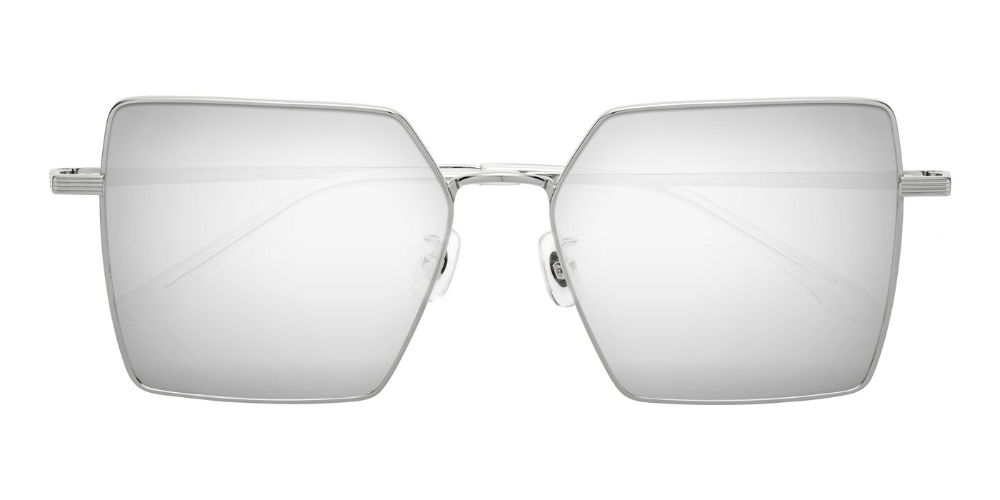 La Villa - Silver Flash Mirrored Sunglasses