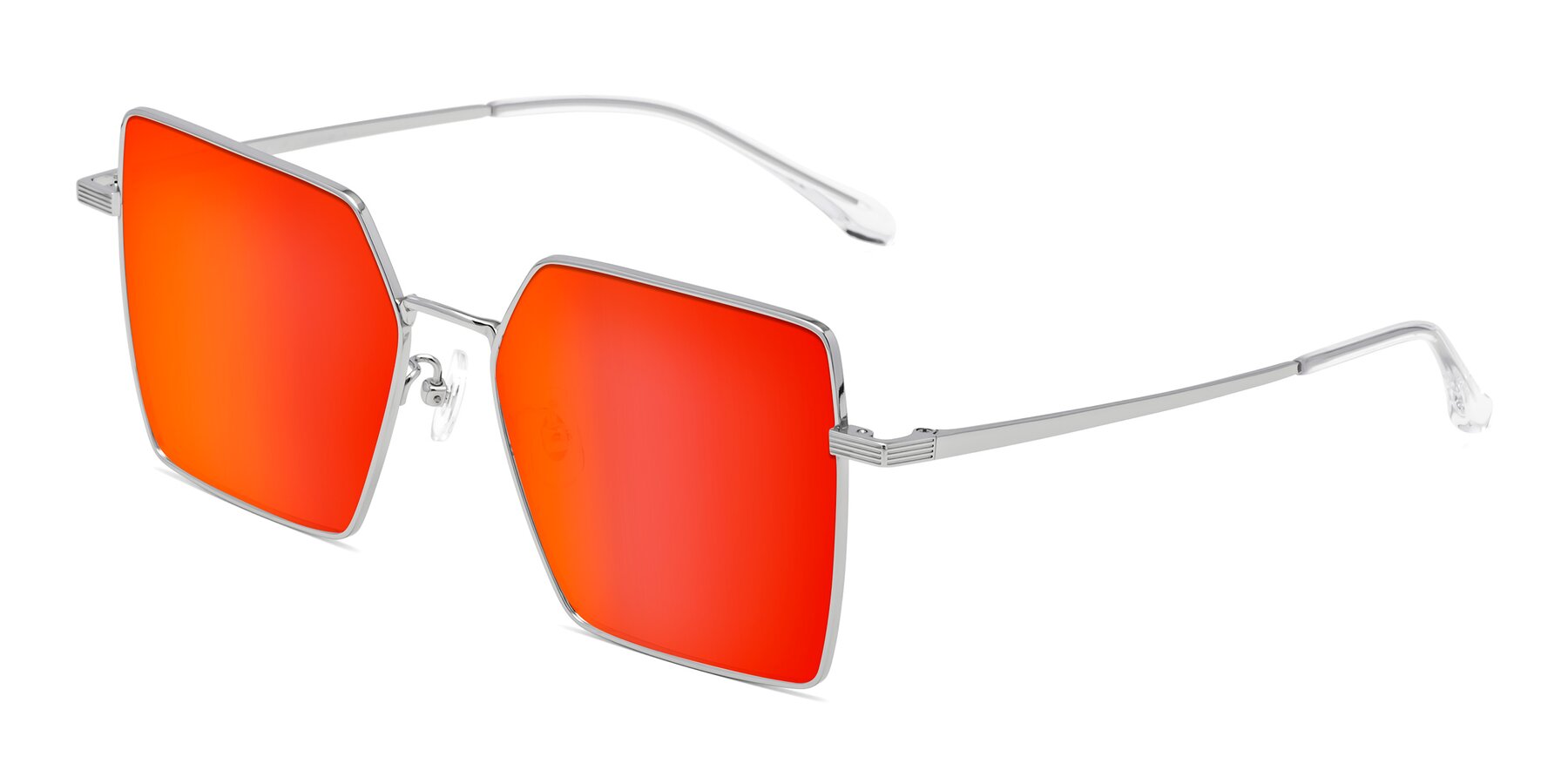 Angle of La Villa in Silver with Red Gold Mirrored Lenses