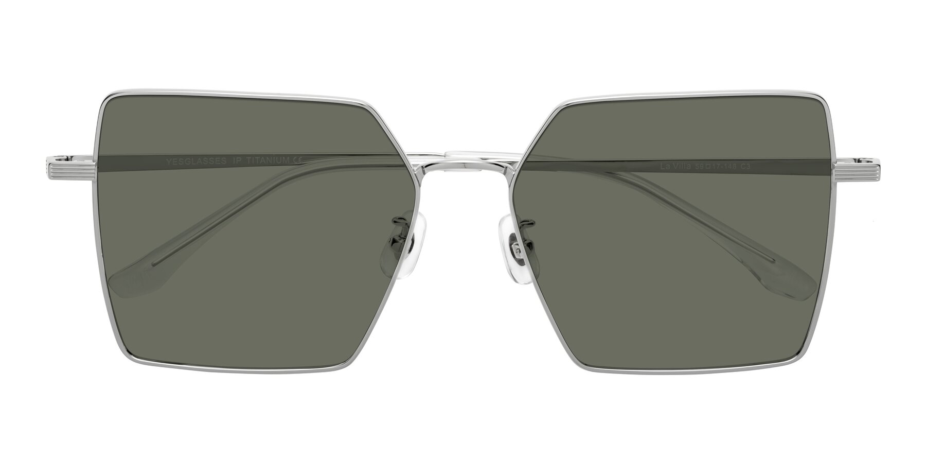 Folded Front of La Villa in Silver with Gray Polarized Lenses