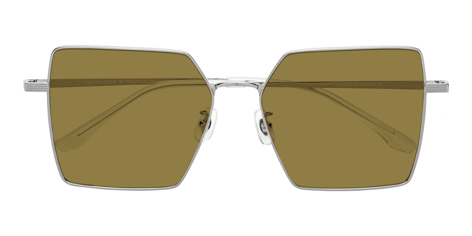 Folded Front of La Villa in Silver with Brown Polarized Lenses