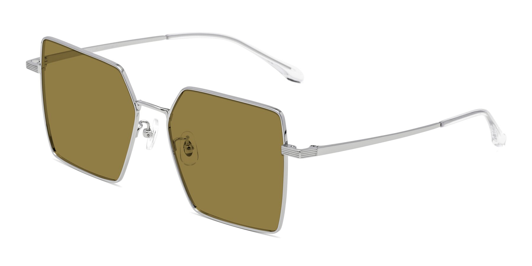 Angle of La Villa in Silver with Brown Polarized Lenses