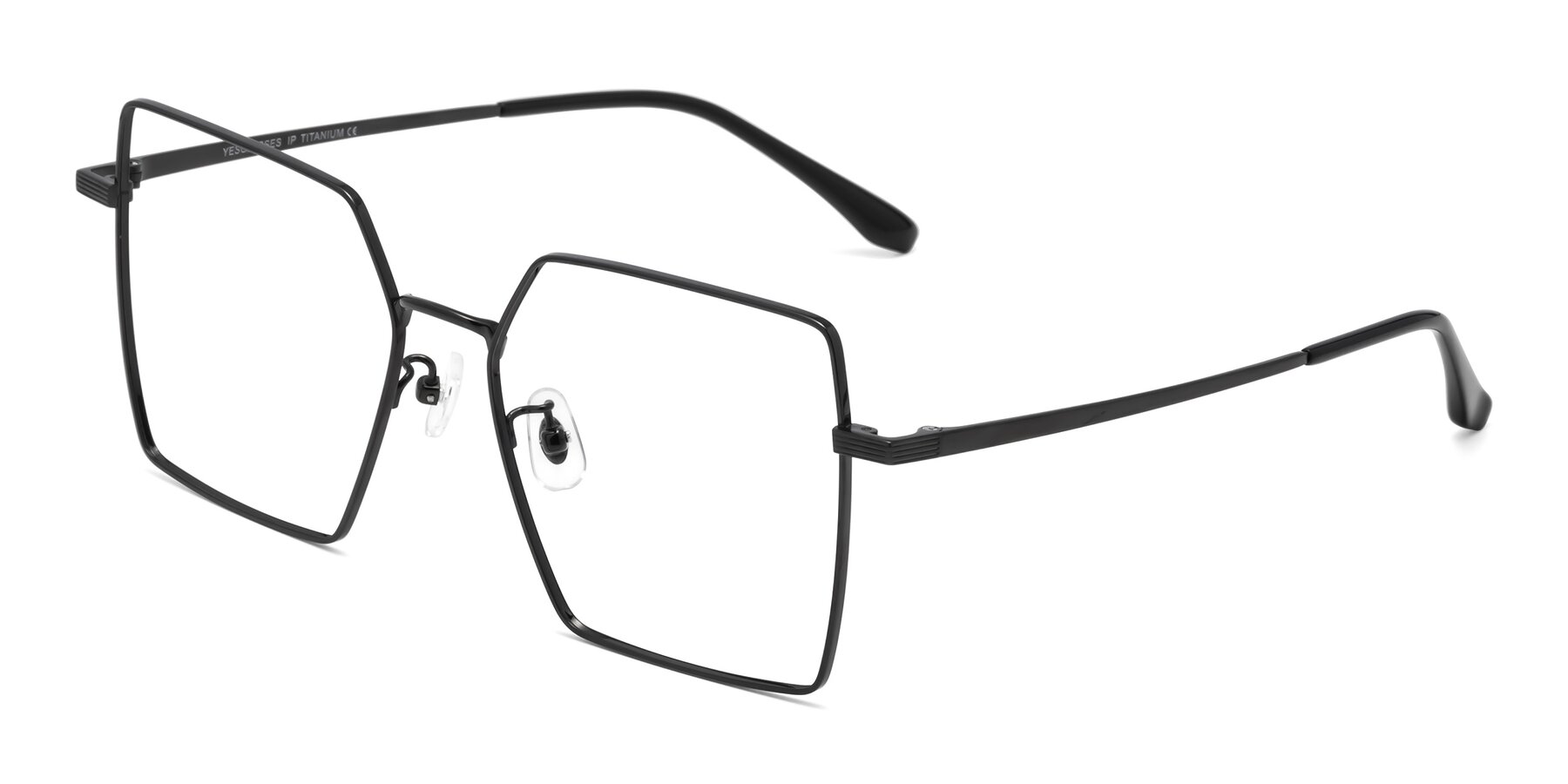 Angle of La Villa in Black with Clear Reading Eyeglass Lenses
