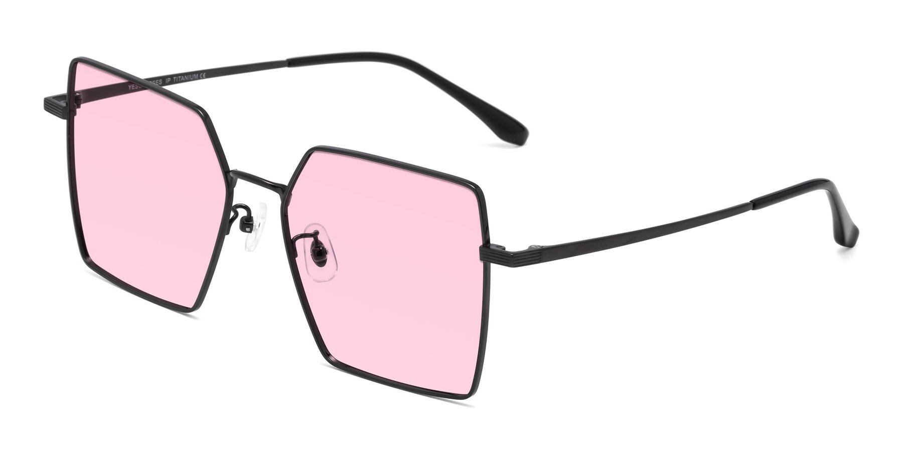 Angle of La Villa in Black with Light Pink Tinted Lenses