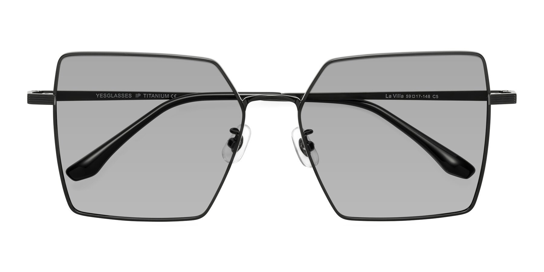 Folded Front of La Villa in Black with Light Gray Tinted Lenses