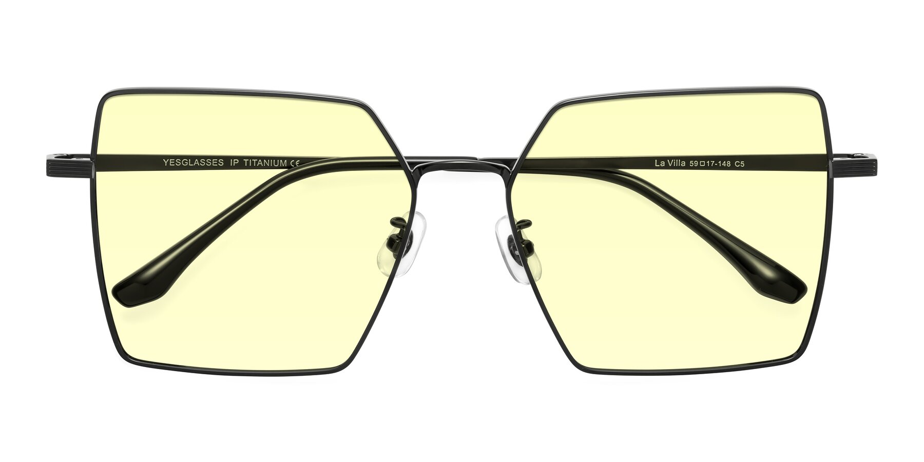 Folded Front of La Villa in Black with Light Yellow Tinted Lenses