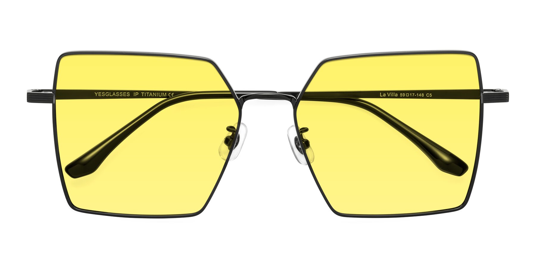 Folded Front of La Villa in Black with Medium Yellow Tinted Lenses