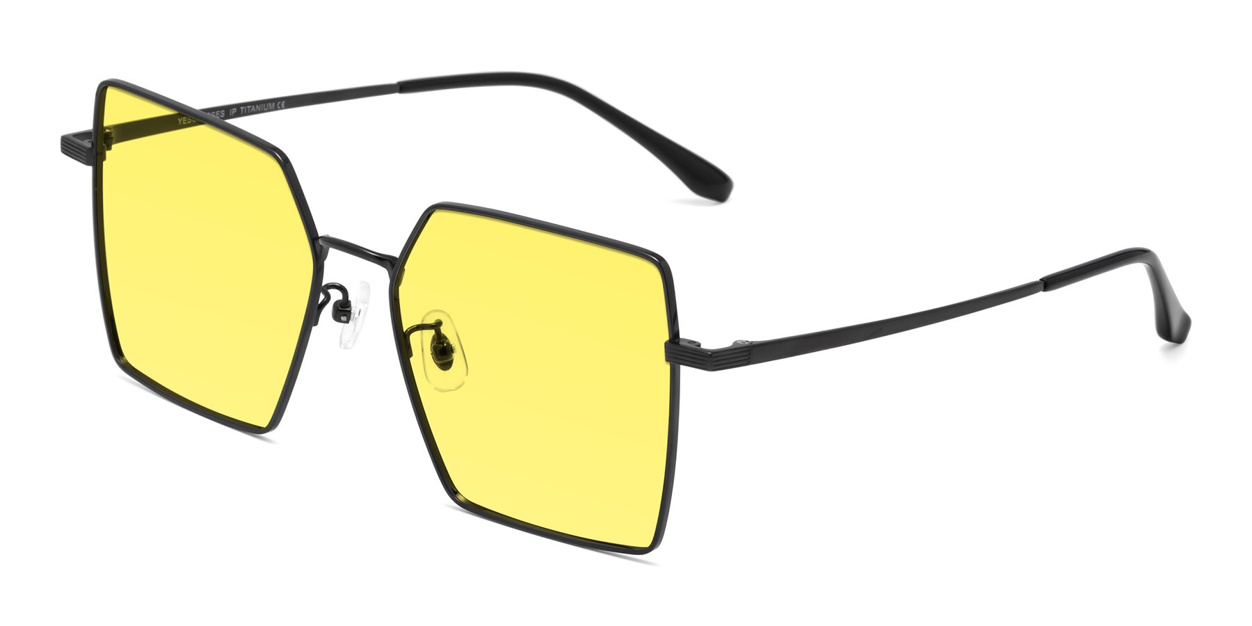 Angle of La Villa in Black with Medium Yellow Tinted Lenses