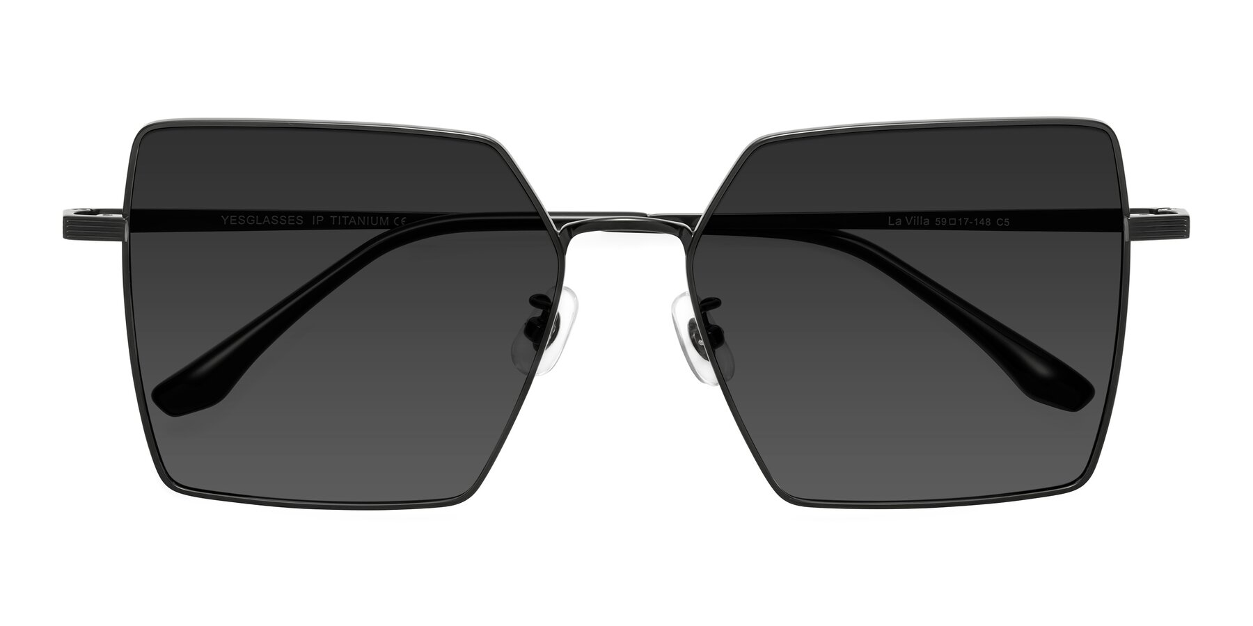 Folded Front of La Villa in Black with Gray Tinted Lenses