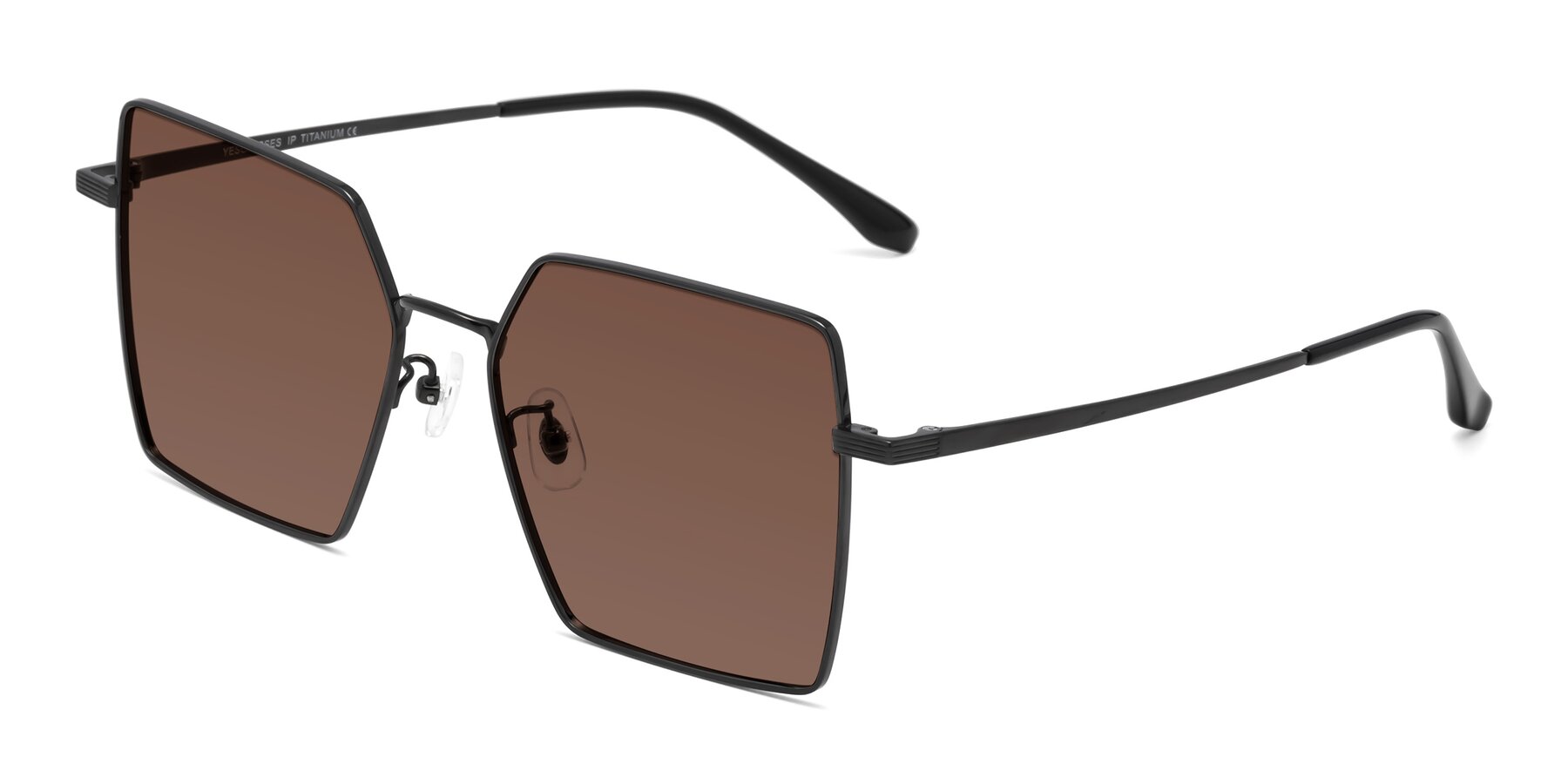 Angle of La Villa in Black with Brown Tinted Lenses