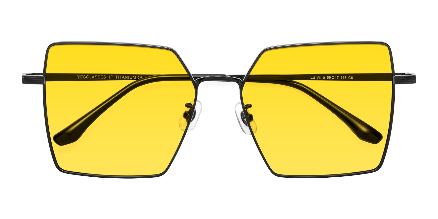 Folded Front of La Villa in Black with Yellow Tinted Lenses