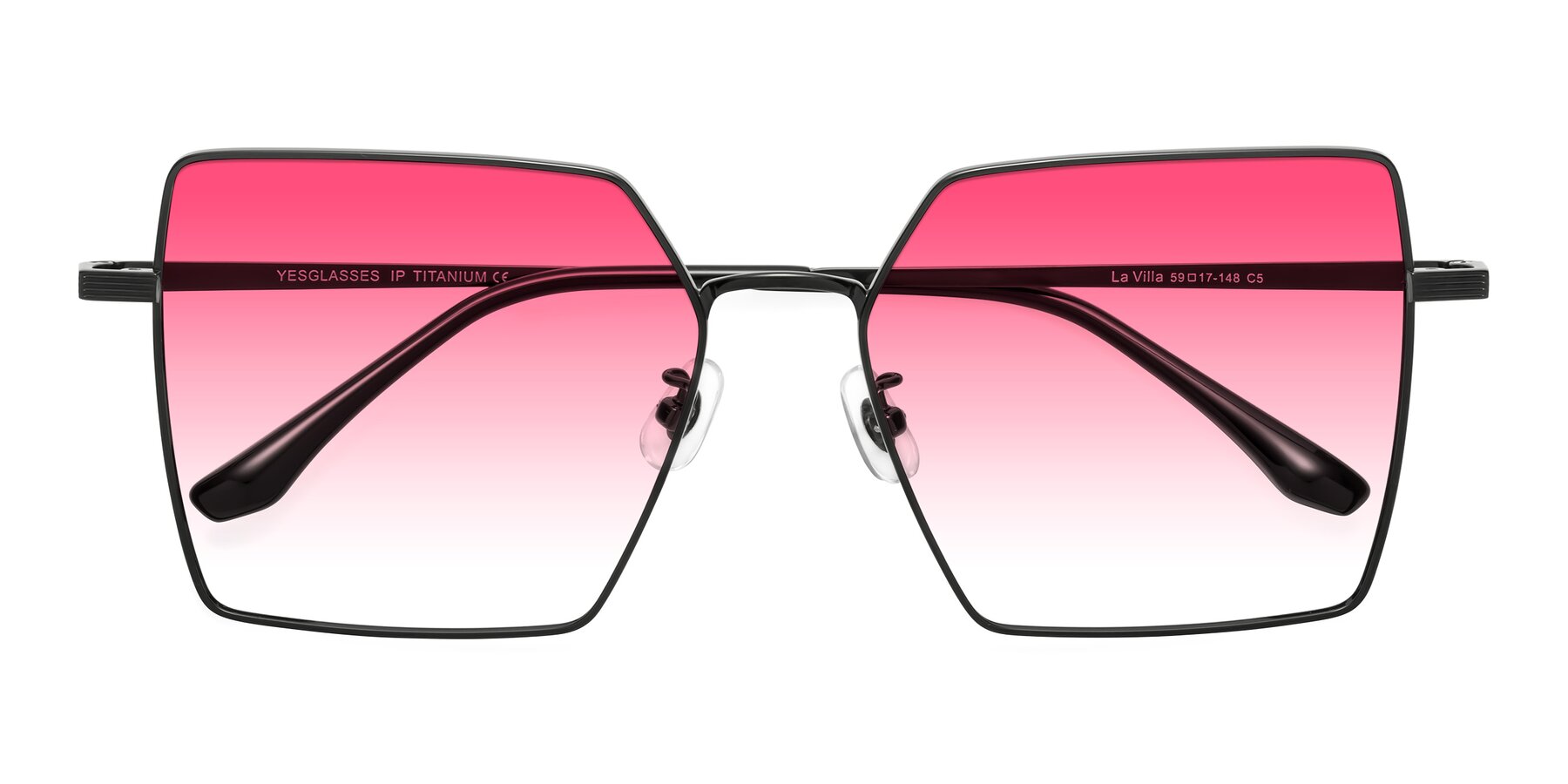 Folded Front of La Villa in Black with Pink Gradient Lenses