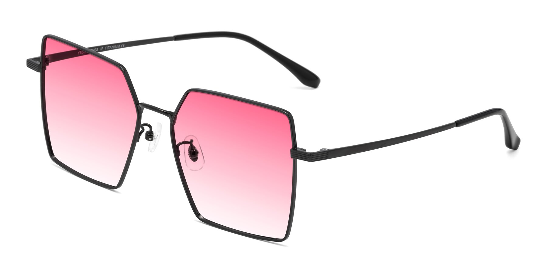 Angle of La Villa in Black with Pink Gradient Lenses