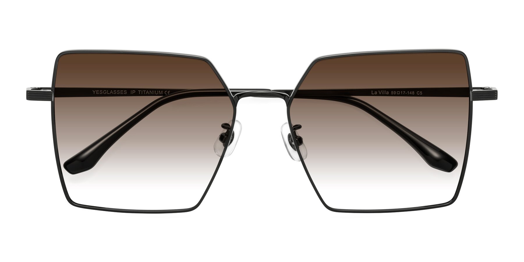 Folded Front of La Villa in Black with Brown Gradient Lenses