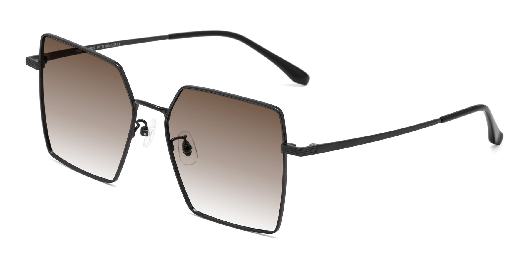 Angle of La Villa in Black with Brown Gradient Lenses