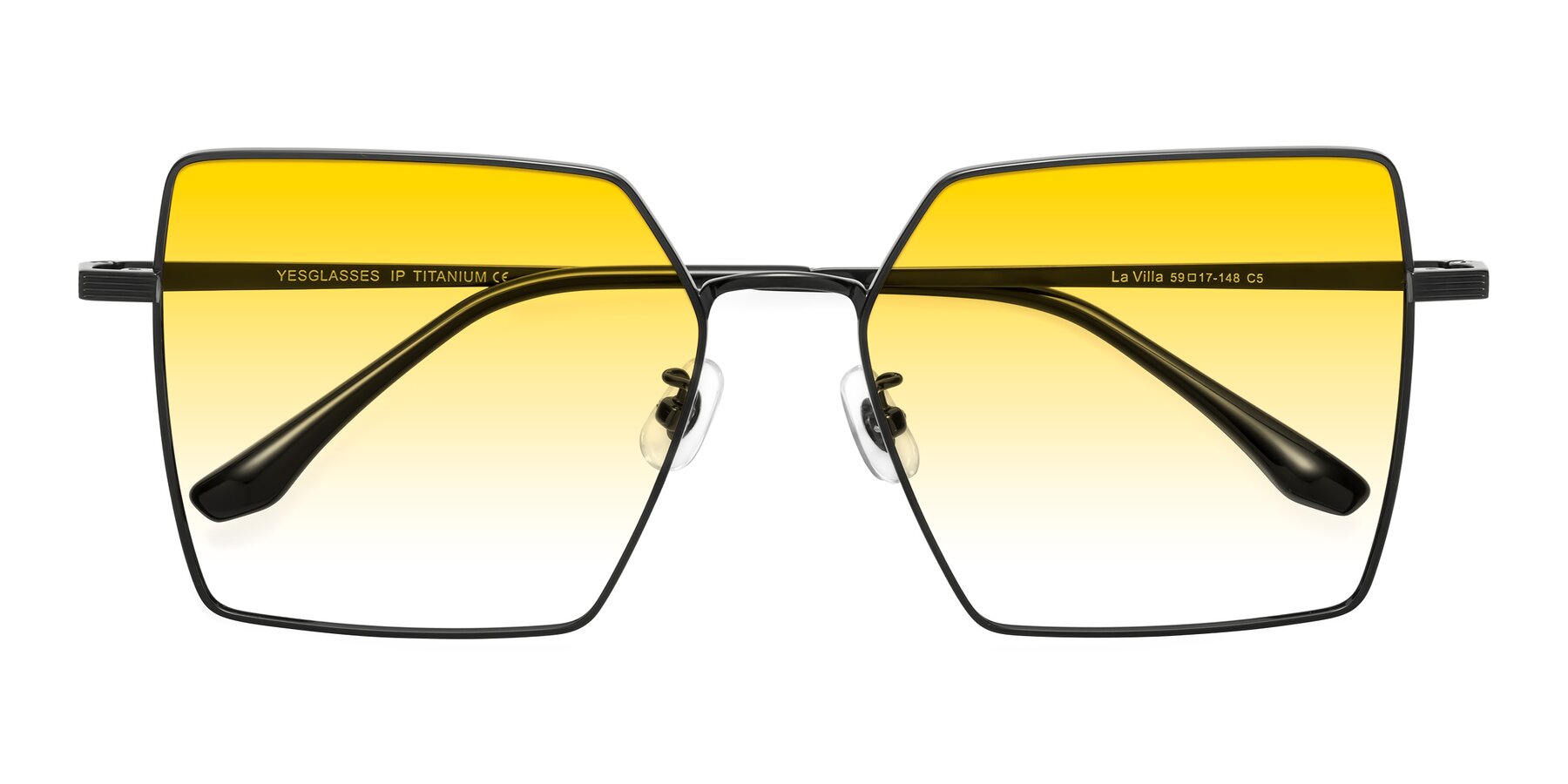 Folded Front of La Villa in Black with Yellow Gradient Lenses