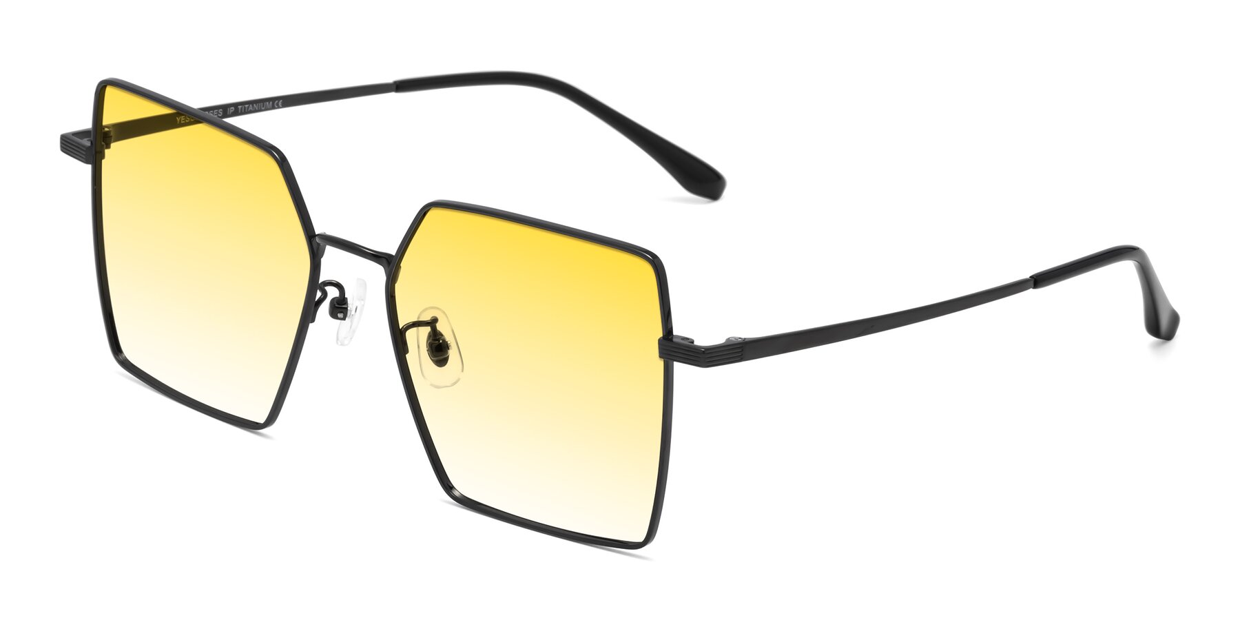 Angle of La Villa in Black with Yellow Gradient Lenses