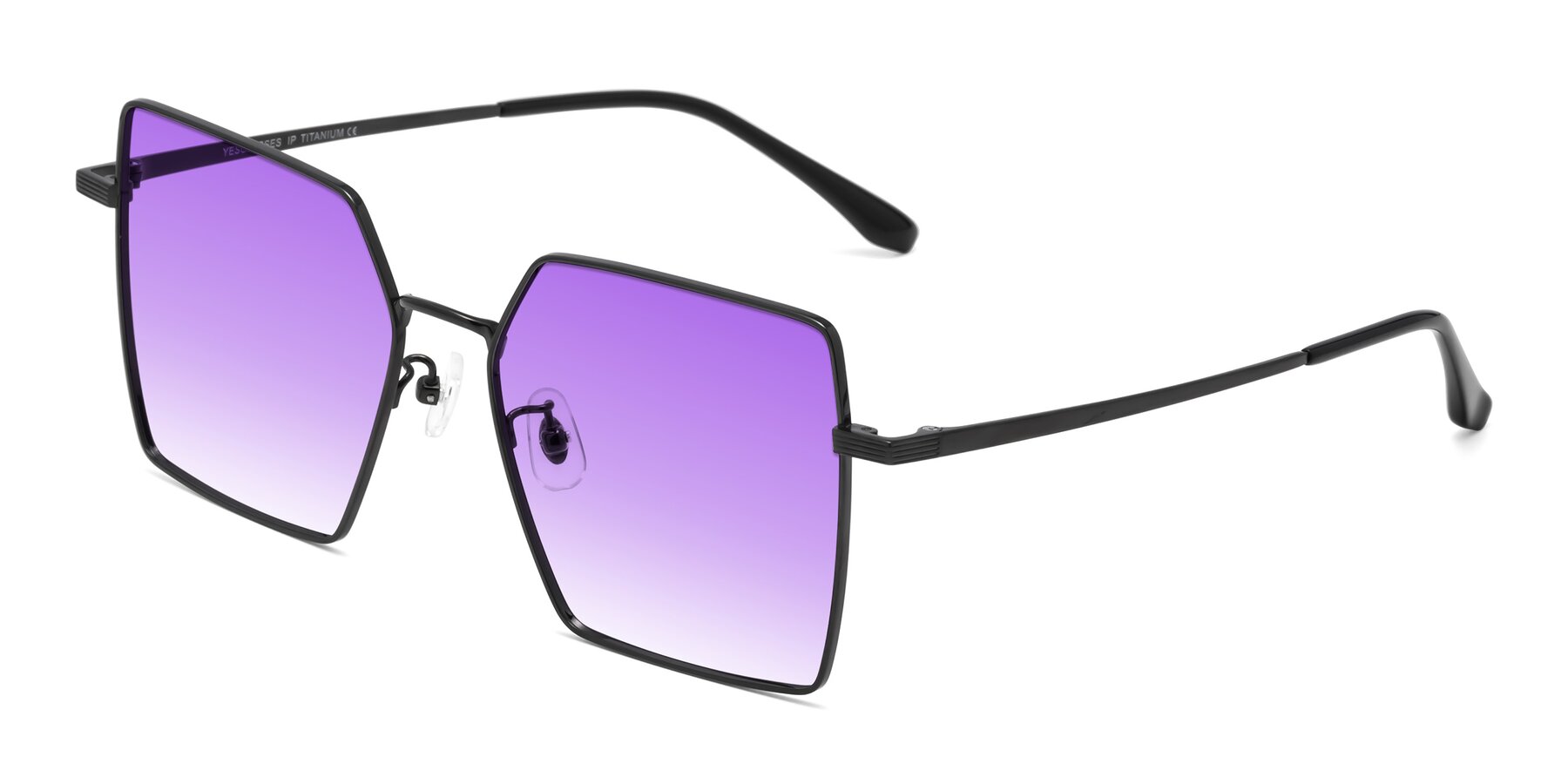 Angle of La Villa in Black with Purple Gradient Lenses