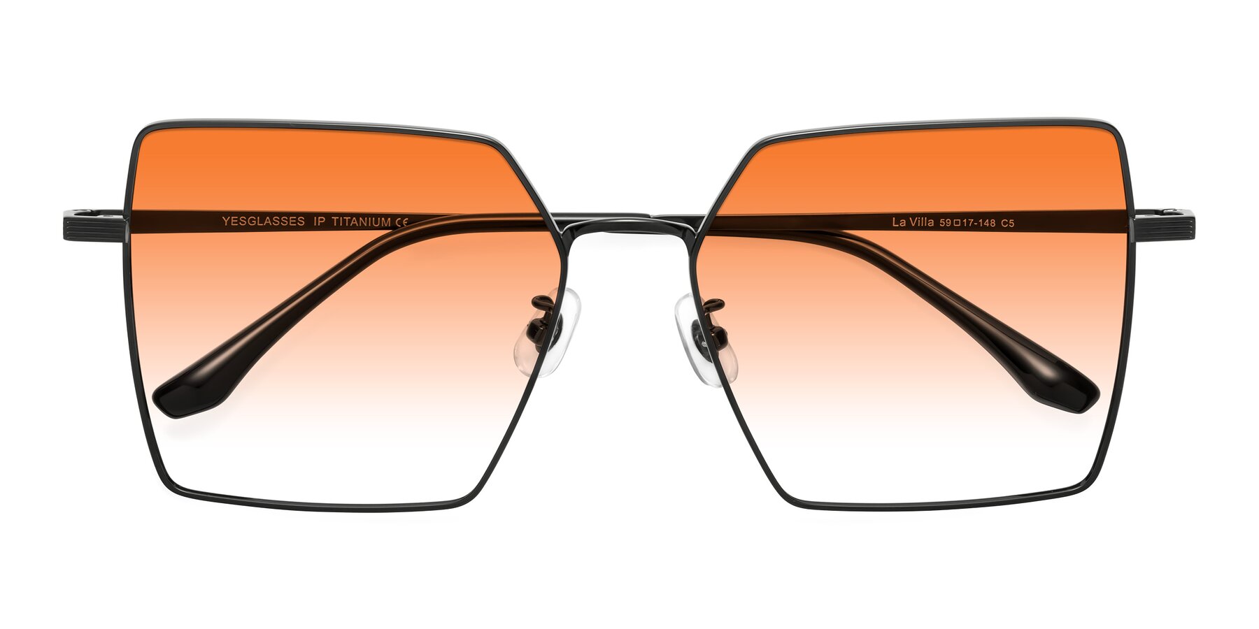 Folded Front of La Villa in Black with Orange Gradient Lenses