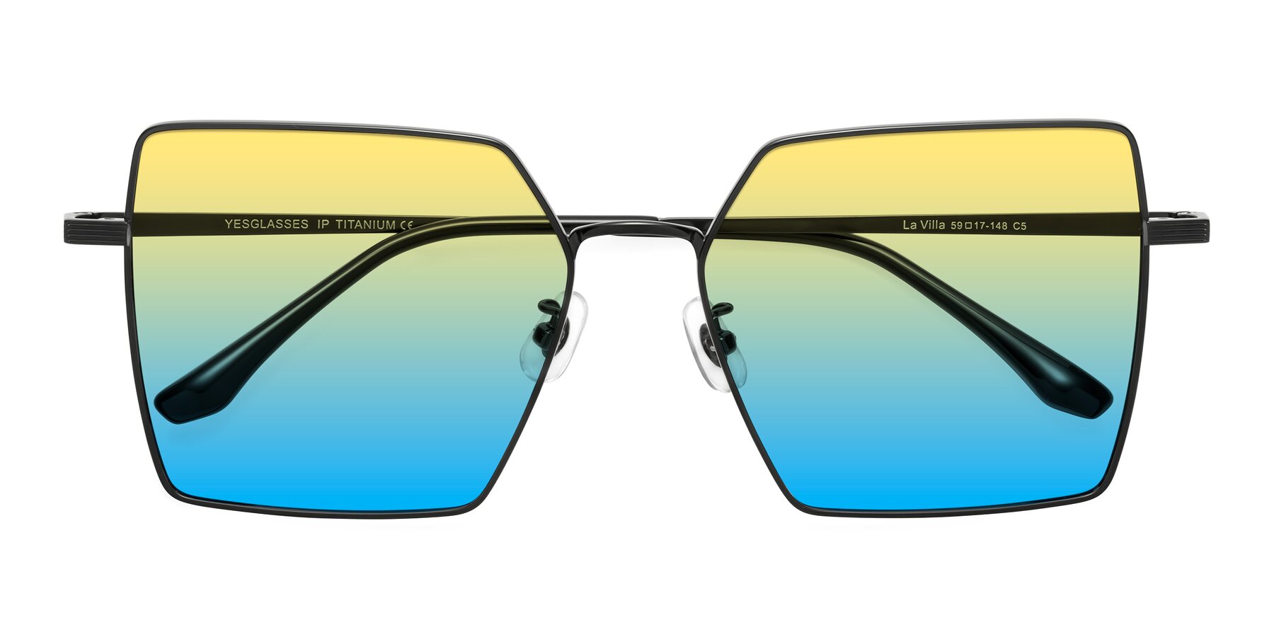 Folded Front of La Villa in Black with Yellow / Blue Gradient Lenses