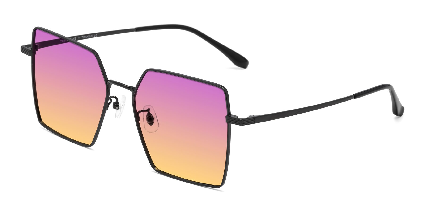 Angle of La Villa in Black with Purple / Yellow Gradient Lenses