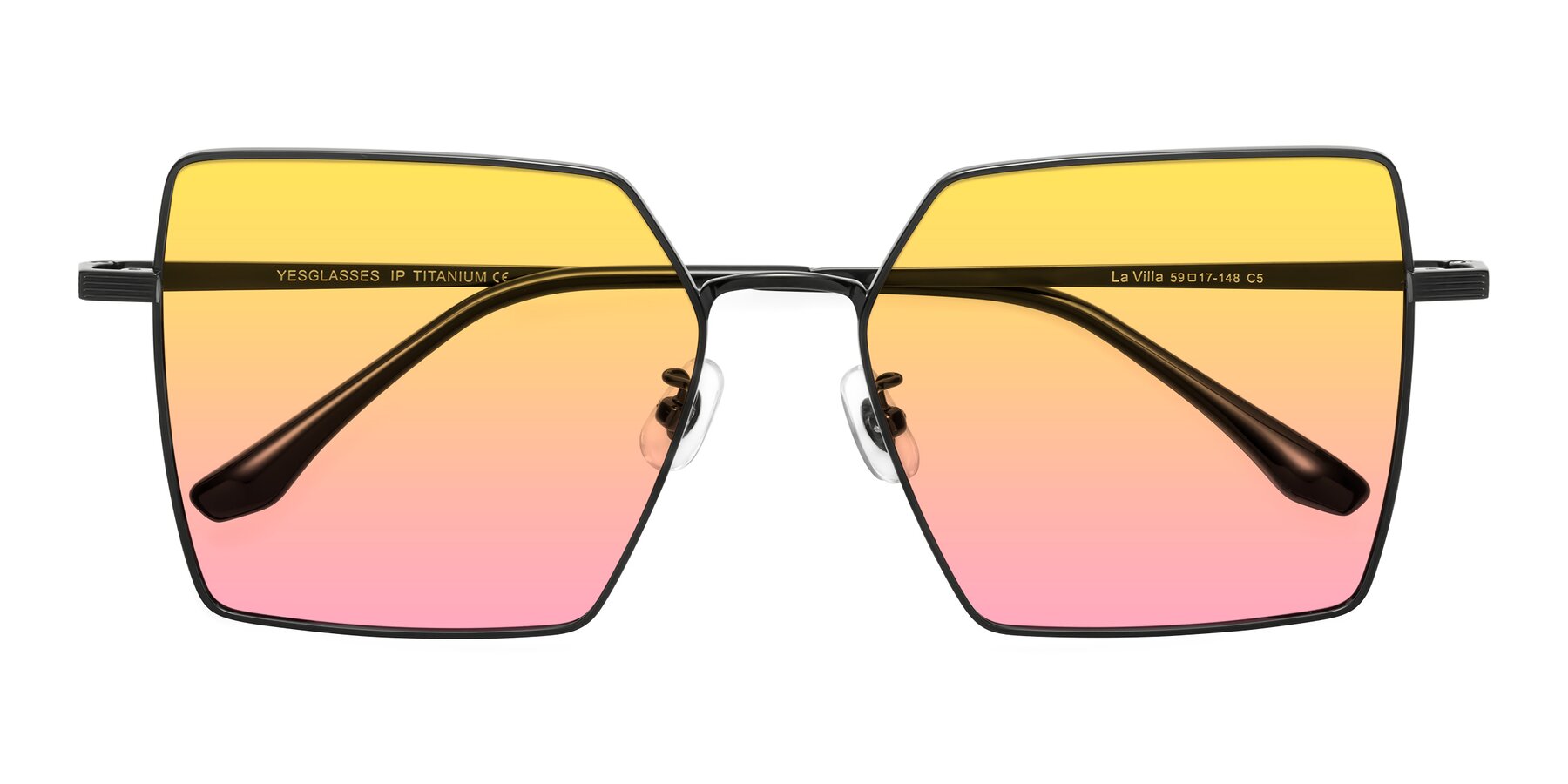 Folded Front of La Villa in Black with Yellow / Pink Gradient Lenses