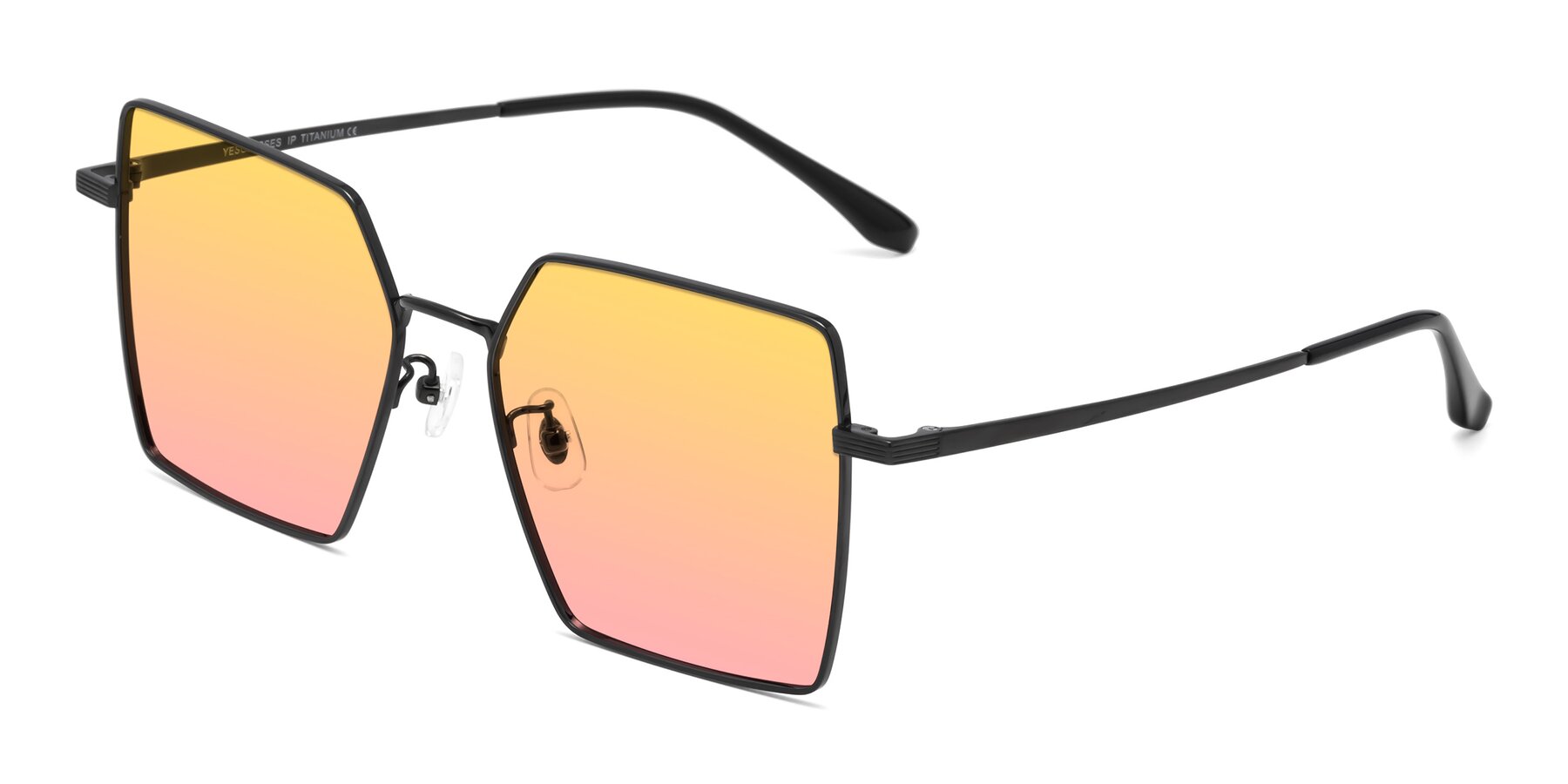 Angle of La Villa in Black with Yellow / Pink Gradient Lenses