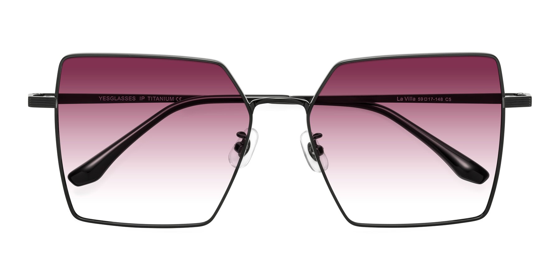 Folded Front of La Villa in Black with Wine Gradient Lenses