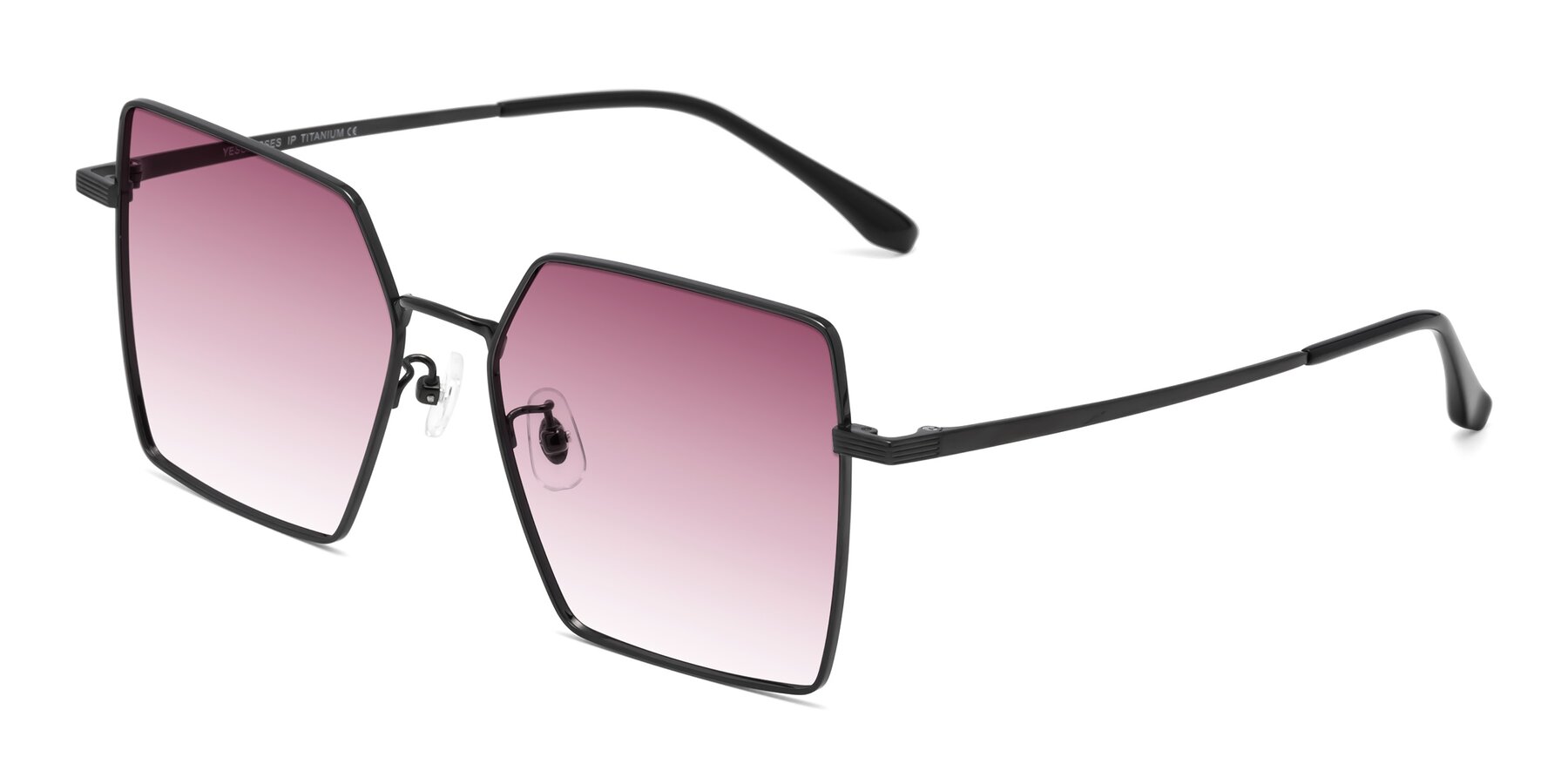 Angle of La Villa in Black with Wine Gradient Lenses