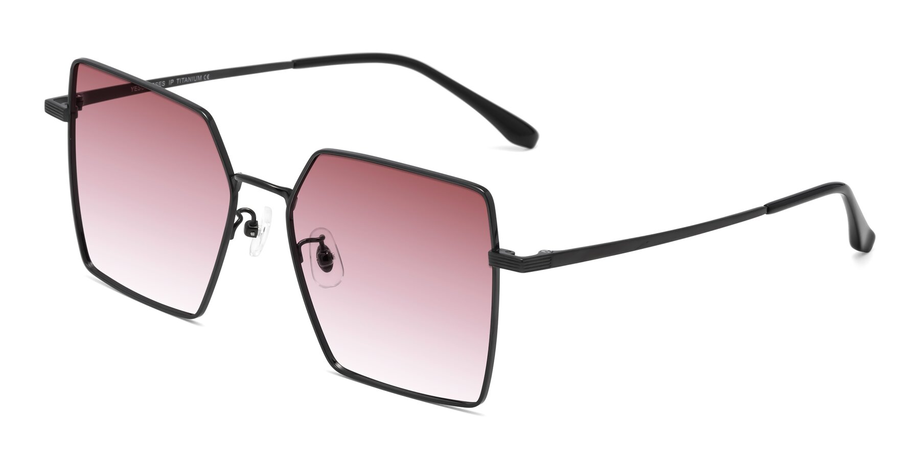 Angle of La Villa in Black with Garnet Gradient Lenses