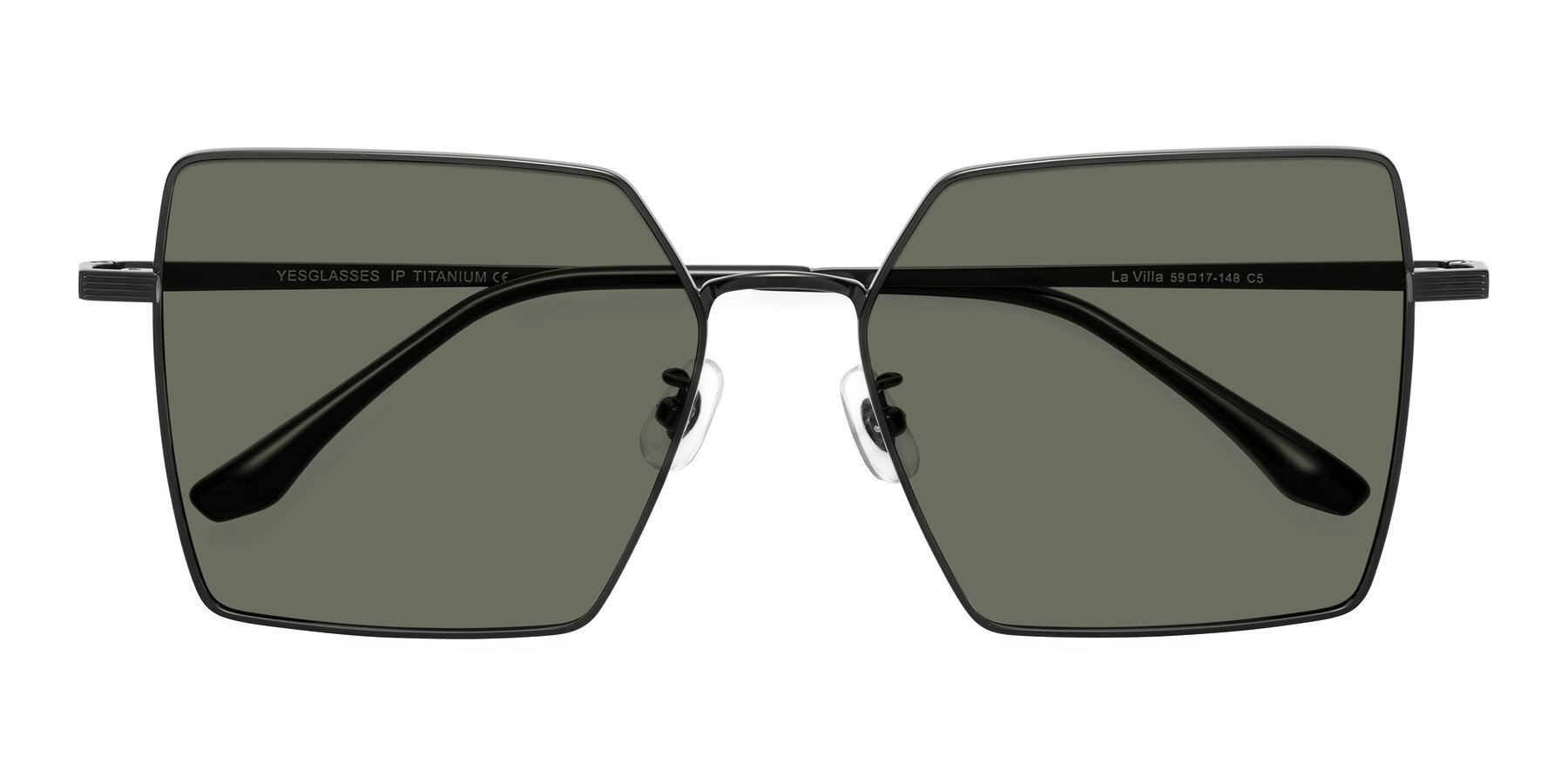 Folded Front of La Villa in Black with Gray Polarized Lenses