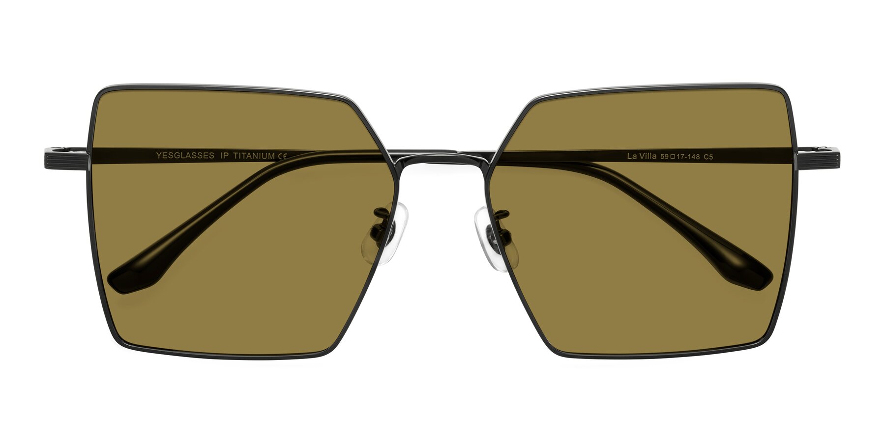 Folded Front of La Villa in Black with Brown Polarized Lenses