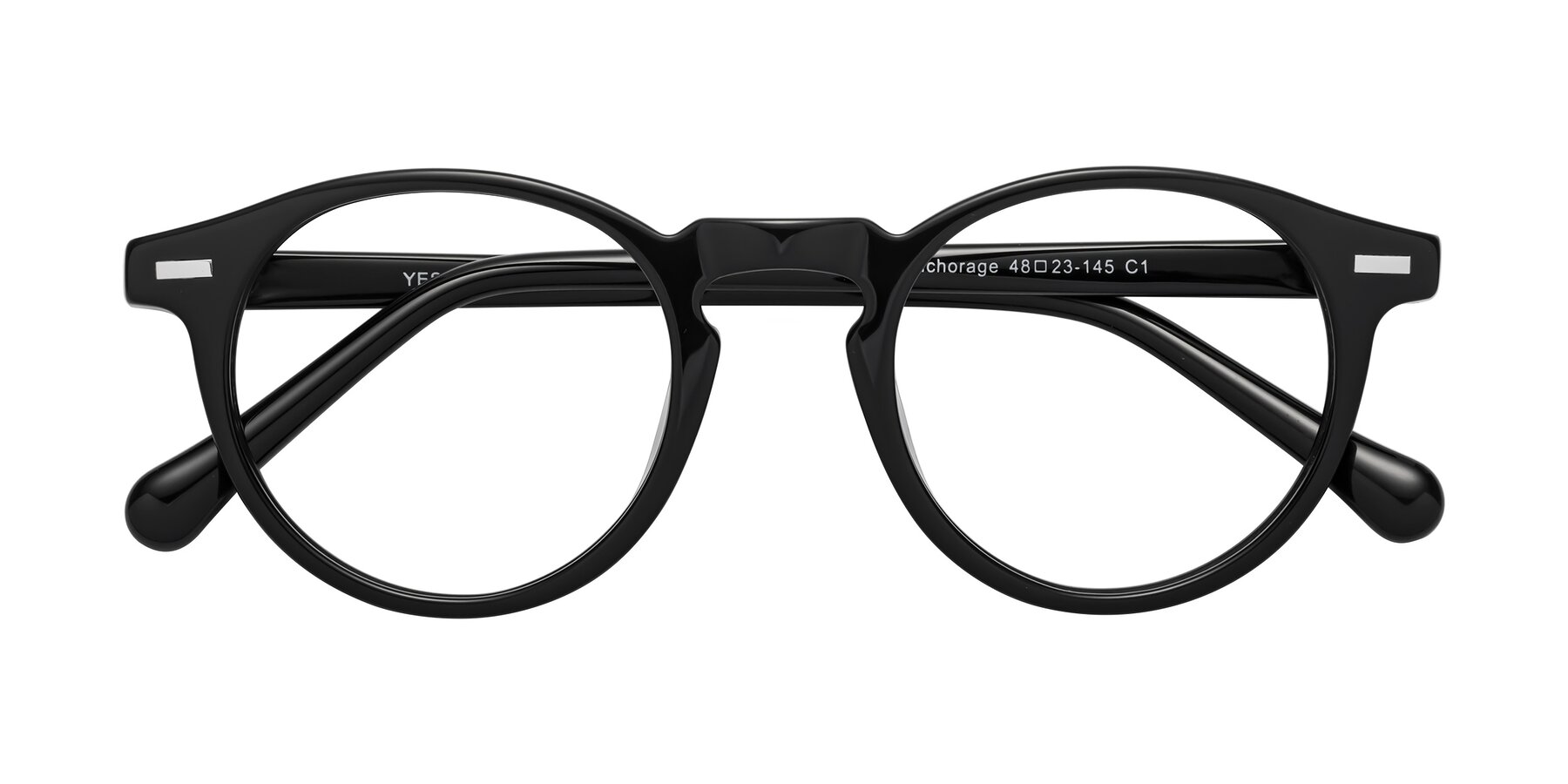 Folded Front of Anchorage in Black with Clear Eyeglass Lenses
