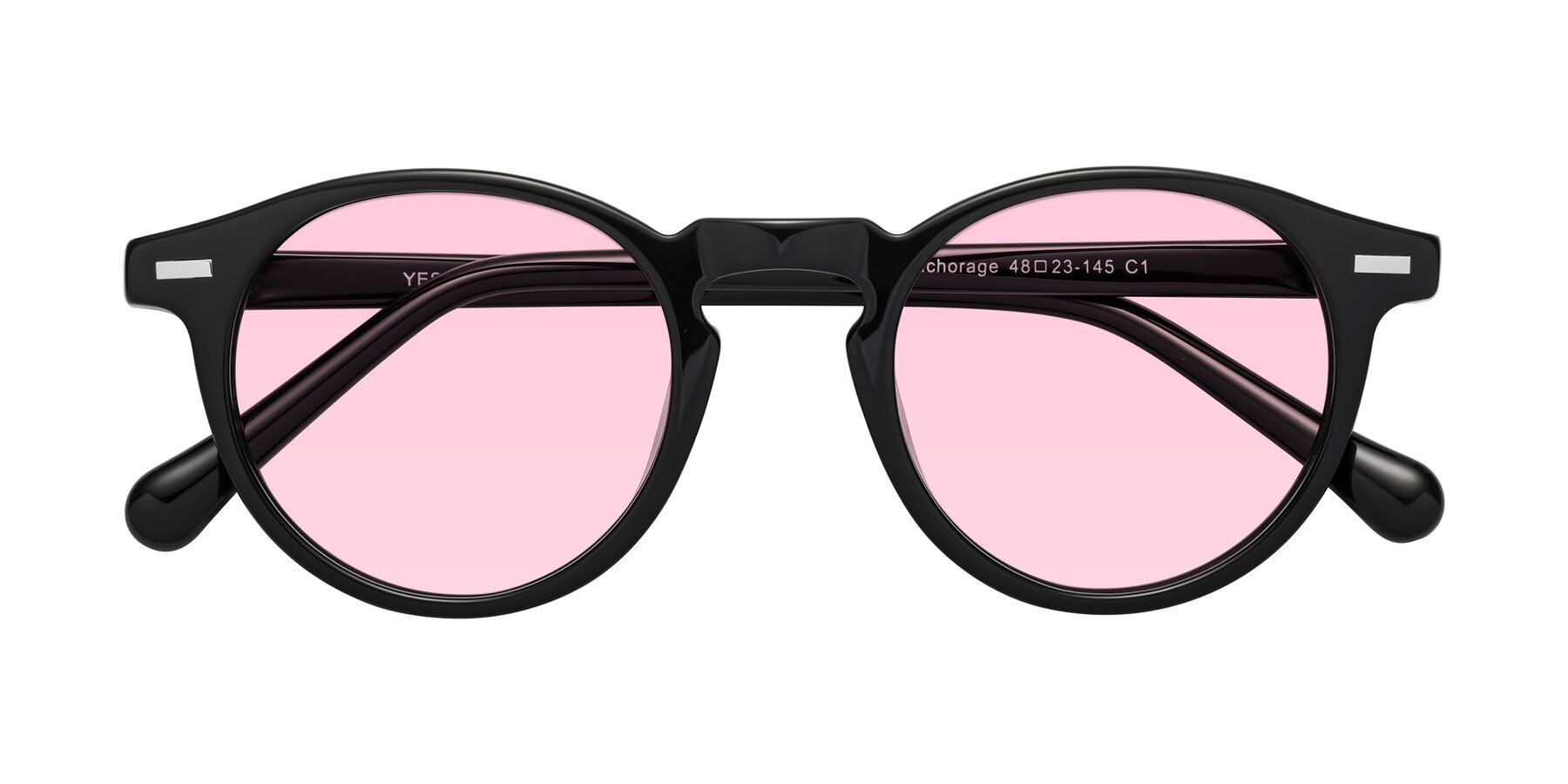 Folded Front of Anchorage in Black with Light Pink Tinted Lenses