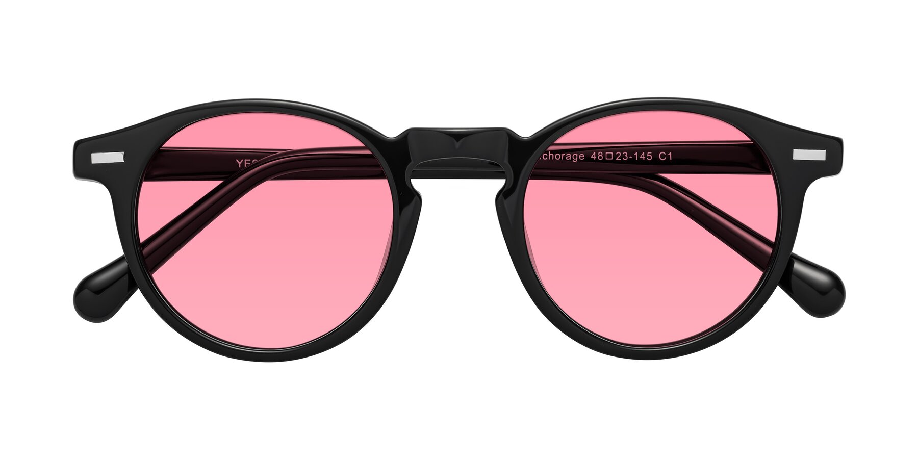 Folded Front of Anchorage in Black with Pink Tinted Lenses